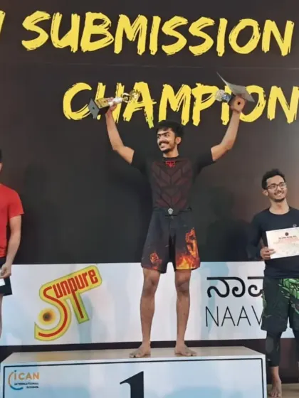 Our fighters dominating the podium at the submission grappling championship. This shows the depth of talent in our grappling team, with multiple winners across different weight classes.