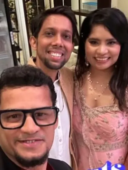 A selfie with the happy couple, Nitish and Sakshi. Seeing my clients this happy at the end of the night is the best part of my job.