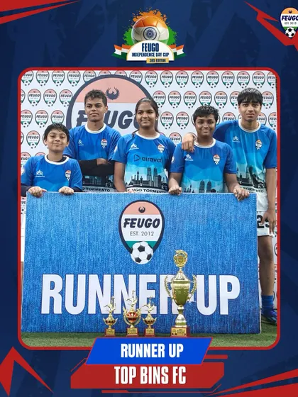 The 'Top Bins FC' team, who finished as Runners-Up in a hard-fought U-15 final.
