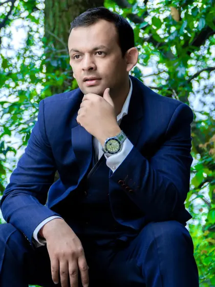 A thoughtful individual portrait of the groom-to-be during the couple's pre-wedding shoot. It's important to capture individual personalities as well.