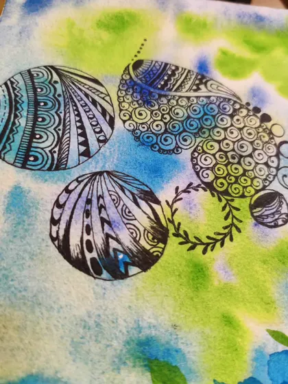 Another angle of my watercolor and doodle art. These small studies often inspire ideas for my large-scale mural projects.