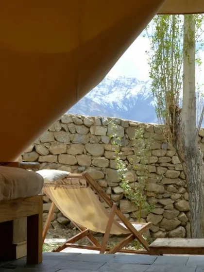 A peek from one of the tents at our retreat venue, with the snow-capped Himalayas in the distance. Waking up to this view is a powerful way to start the day.