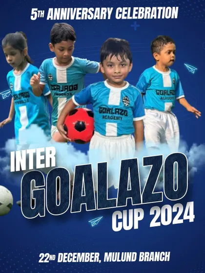 An announcement for our 5th Anniversary celebration, the Inter Goalazo Cup 2024, featuring our youngest players.