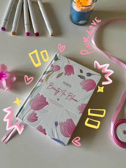 On Wednesdays, we wear pink. A flatlay of some of my favorite pink things, with doodles to match.