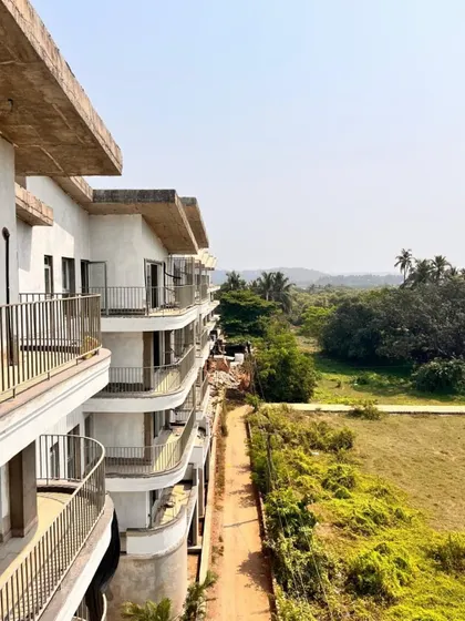 A view from an upper floor at Vista Arrozal, showing the stunning natural landscape that surrounds the project. Our design was shaped by this context, with every balcony oriented to take in the view.