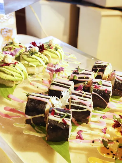 A colourful array of our creative sushi-inspired desserts. These playful and innovative sweets are designed to surprise and delight, showcasing our team's boundless creativity.