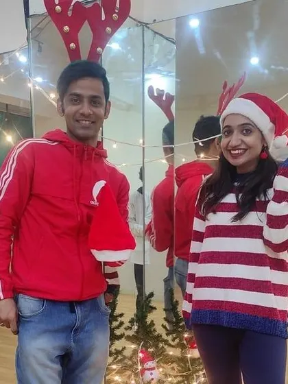 Our instructors getting into the holiday spirit during the Christmas party.