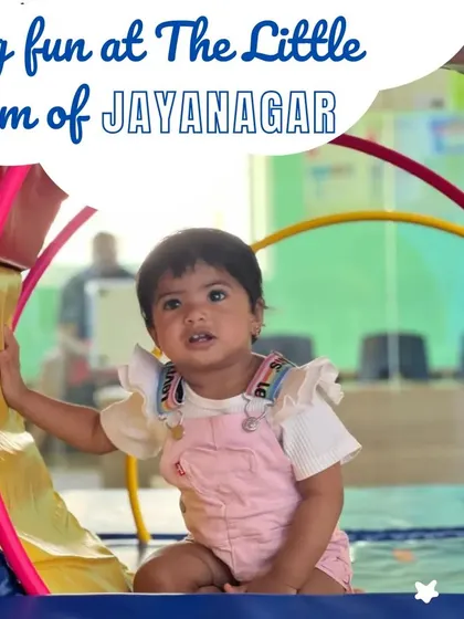 Big fun for our littlest members! This little one is exploring our colorful tunnel, an activity that builds spatial awareness and courage.