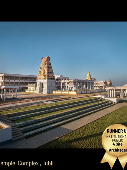 This is the award-winning Shiva Temple Complex in Hubli, a project that balances traditional temple architecture with modern public space design. I aimed to create a serene and expansive environment for the community, with open colonnades and landscaped tiers that invite contemplation and gathering.