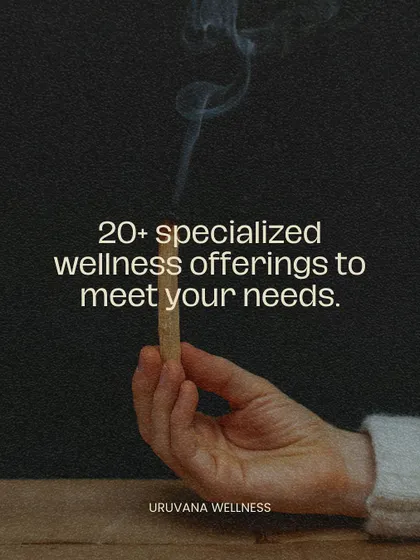 I have curated over 20 specialized wellness offerings to meet your needs. Whether you are seeking physical relief, emotional release, or spiritual connection, you can find a supportive practice here at Uruvana.