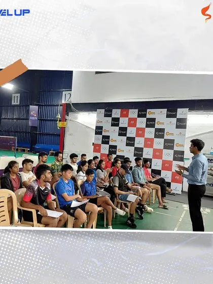 A sports psychologist, Mr. Adhoksh Hegde, addresses our athletes in a classroom setting. These workshops on mental strength are a core component of our program, equipping players with strategies to build a winning mindset.