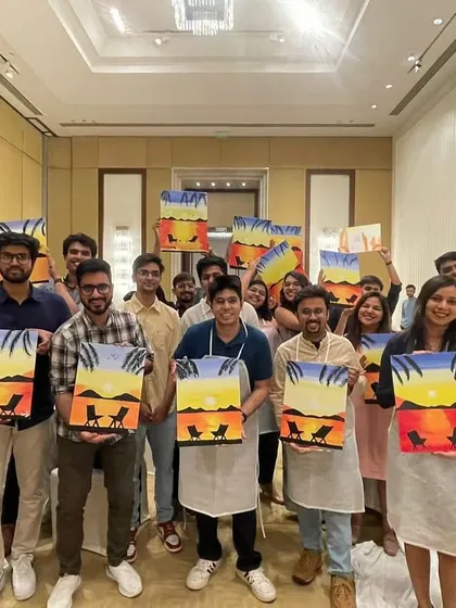 The variety in these sunset paintings is amazing. Even with the same instructions, each person's personality shines through in their artwork.