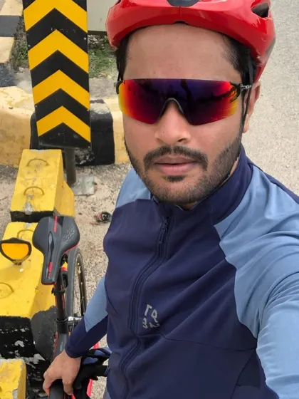 Another selfie from a ride, showing my cycling gear. Safety and proper equipment are always a priority.