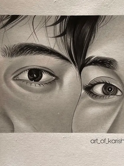 An imaginary A5 sketch where I combined two different eye references into one drawing. It's a fun exercise in creativity and technical skill.