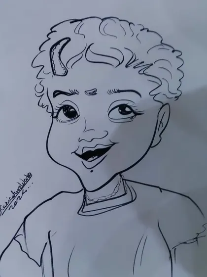 Cute or ugly? A practice sketch of a young girl. I'm always experimenting with my style.