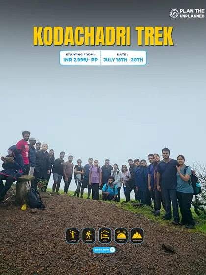 A full group shot on a misty day at Kodachadri. The weather only adds to the mystical charm of this incredible peak.