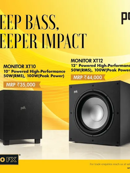 Deep bass, deeper impact. The Polk Monitor XT10 and XT12 powered subwoofers are designed to revolutionize your hi-fi or home theatre setup, immersing you in deep, seamless bass that elevates every beat and scene.