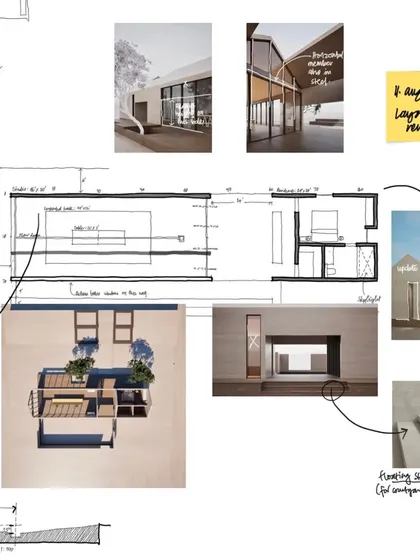 For us, everything begins with a sketch. It is our way of thinking, of giving form to an idea as it evolves. These initial drawings for an artist's studio show the journey from a loose concept to a more defined architectural plan, long before any software is opened.