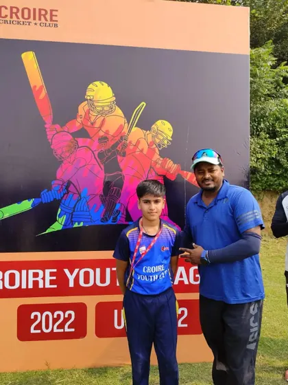 Kanak Bhati, who scored a vital 52 not out, being awarded Best Batter.
