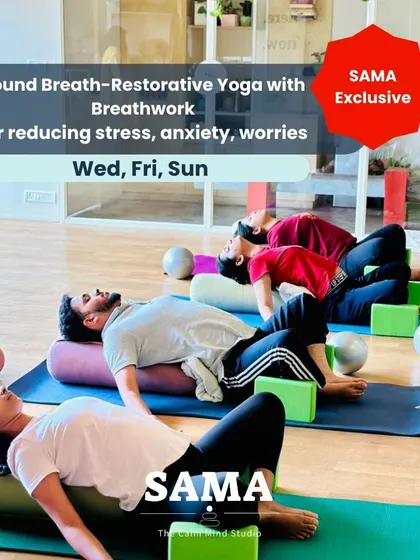 The Sound Breath classes are centered on restorative yoga and breathwork. I guide you through gentle, supported postures designed to reduce stress and anxiety, helping to calm the nervous system.