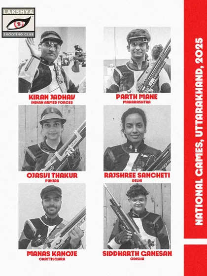 A poster showcasing the six athletes from our club who participated in the 38th National Games in Uttarakhand, representing various states.