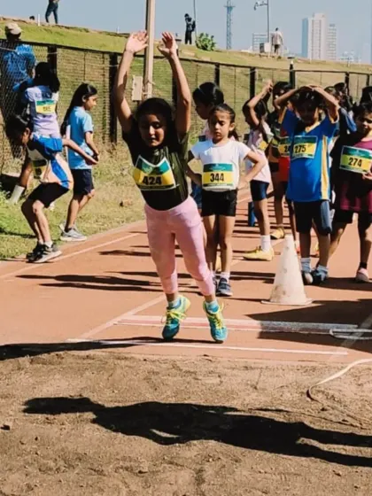 Another powerful long jump from Day 3 of our championships. You can see the explosive energy as this young competitor gives her all, aiming for a new personal best.