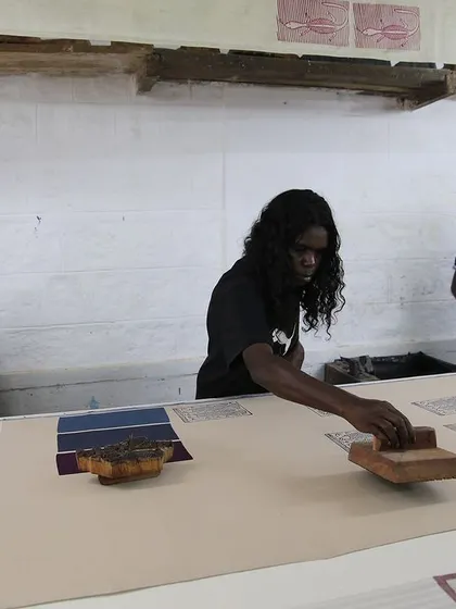 We had an incredible week hosting the artists from Bábbarra Women's Centre. We learned so much from each other, sharing techniques in printing and dyeing, and creating beautiful textiles together.