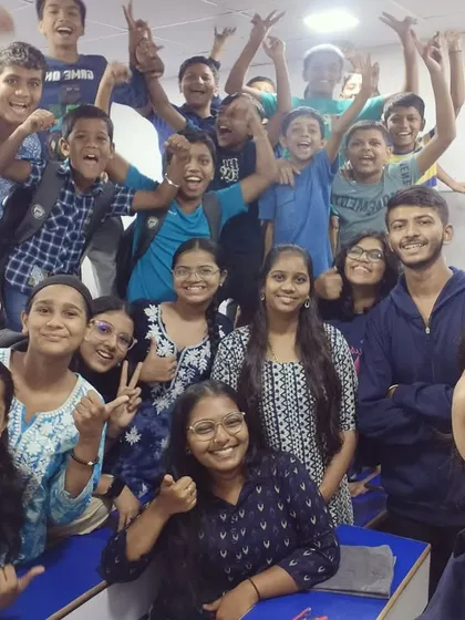 The excitement is clear on their faces. Another happy moment from our Royal Blue themed Navratri day.