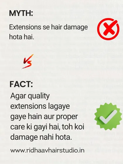 Myth: Extensions damage your hair. Fact: With quality extensions and proper care, there is no damage to your natural hair. We ensure safe and seamless results every time.