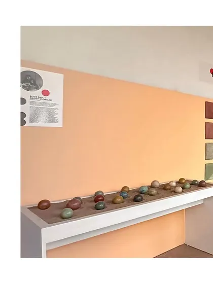 Another view of our exhibit, where visitors could interact with the materials and learn about sustainable building practices.