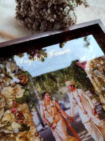 Another angle of the "Together Forever" frame, highlighting the depth and detail of the preserved flowers.