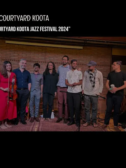 A group photo of the musicians from the Courtyard Koota Jazz Festival 2024. This image captures the spirit of collaboration and community that defines our festivals.