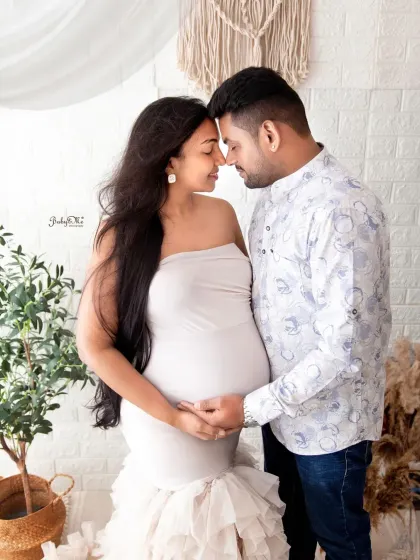 An intimate nose to nose moment that is just full of love. The soft lighting in my studio is perfect for creating these romantic and gentle maternity portraits.