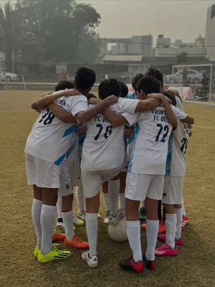 "Never Doubt Your Potential." A huddle with our Under-14 team, reinforcing the belief and unity that drives us forward in every tournament.