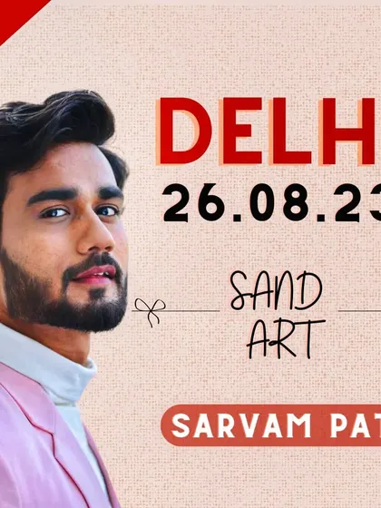 The announcement for my live sand art show in Delhi. It's showtime.