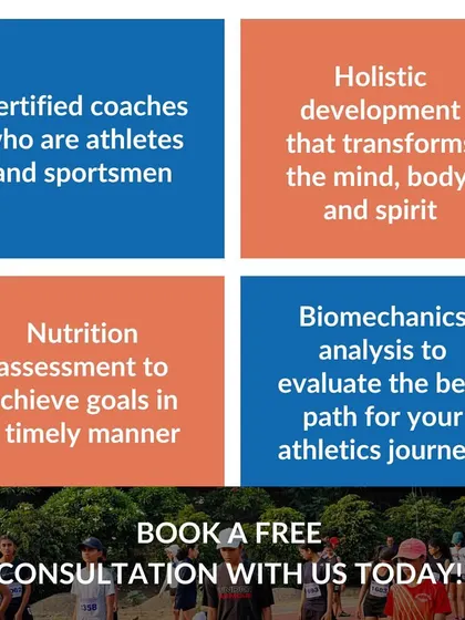 A summary of our core principles: certified coaches, holistic development, nutrition assessment, and biomechanics analysis.