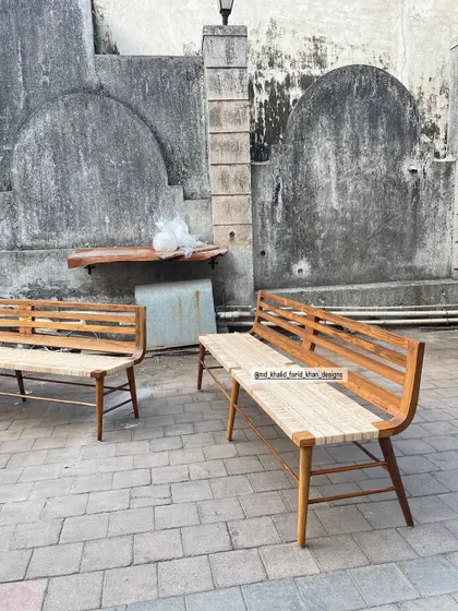 The two benches together, showcasing my ability to produce multiple, identical pieces for larger projects.