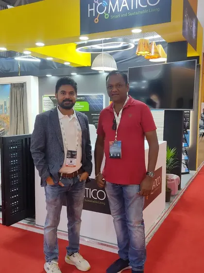 Posing with a happy visitor at our Homatico booth. We were thrilled to meet so many people passionate about the future of living.