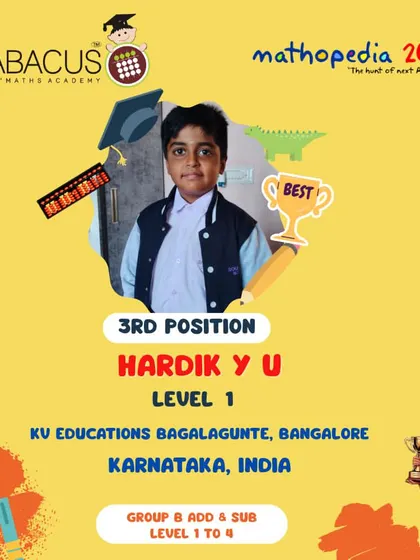 Hardik Y U from Bangalore, celebrating his 3rd Position achievement.