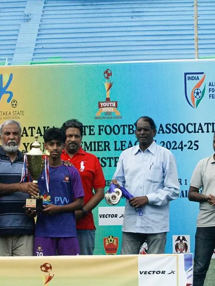 Receiving the Runners-Up trophy at the YPL finals. A proud moment for our U-15 team, recognized for their incredible run in the tournament.