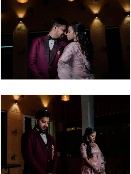 A collage of the couple's reception portraits.