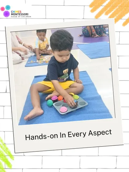 Hands-on in every aspect. Using a muffin tin for a sorting activity is a creative way to help children practice one-to-one correspondence, counting, and categorization skills.