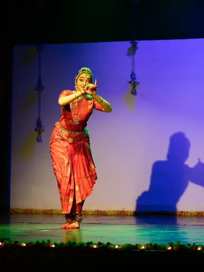 Performing at the Mandala Cultural Centre, where the shadow play adds another layer to the visual experience of the dance.