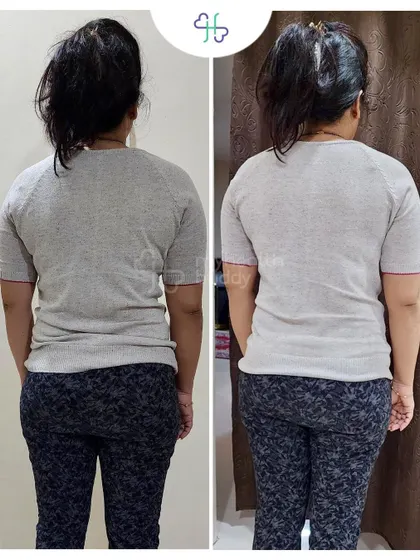 Back view of her size-change transformation. Her hard work paid off with a visibly leaner physique.
