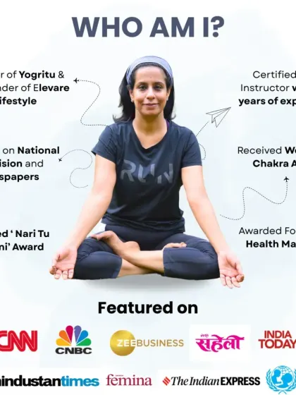 This is a little about my journey. With over 20 years of experience as a Certified Yoga Instructor, I have founded Yogritu to share the healing power of clinical yoga. My work has been recognized with awards like the 'Nari Tu Narayani' and featured on national platforms such as CNN, India Today, and Zee Business.
