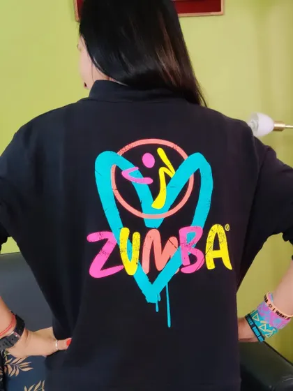 Be you in all hues. Showing off the back of my awesome new Zumba wear jacket. I love the vibrant colors.