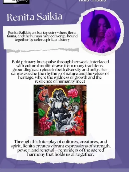 Introducing artist Renita Saikia, whose work blends flora, fauna, and cultural motifs to create vibrant expressions of strength and harmony.