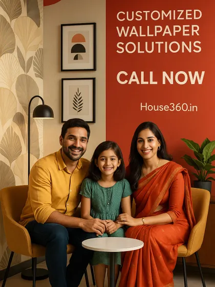 A happy family in their beautifully decorated home. Our customized wallpaper solutions are designed to create spaces where families can make memories.