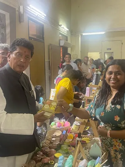 A proud moment as I present our Mithai Soap box to the Education Minister of Maharashtra, Mr. Deepak Kesarkar, during an exhibition.