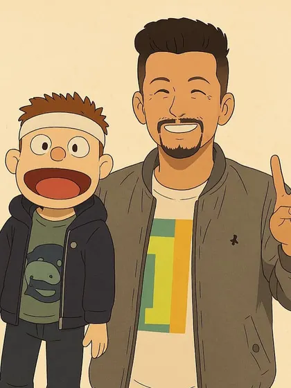 Following the Ghibli trend, here's an anime-style illustration of me and Bunny. It's fun to see ourselves in a different artistic style.
